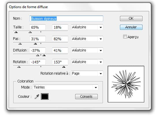 Illustrator Option forme diffuse