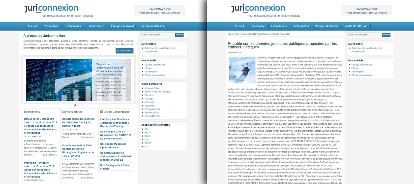 Juriconnexion refonte de site WordPress
